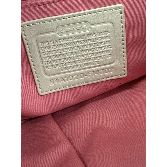 Coach Zoe Leathers‎ Shoulders Hobo Bag White w/ Pink Lining F14707 - Picture 8 of 9